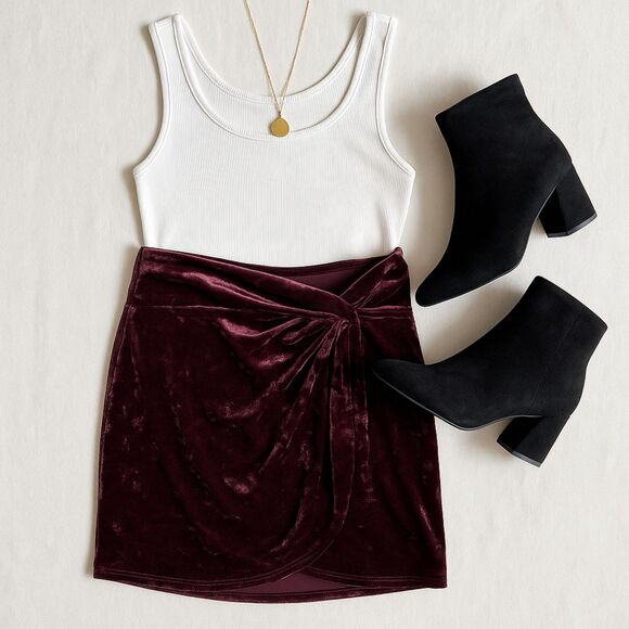 LOFT Mini Skirt | Crushed Velvet Twist Detail - Picture 10 of 10